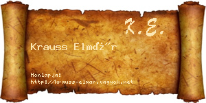 Krauss Elmár névjegykártya